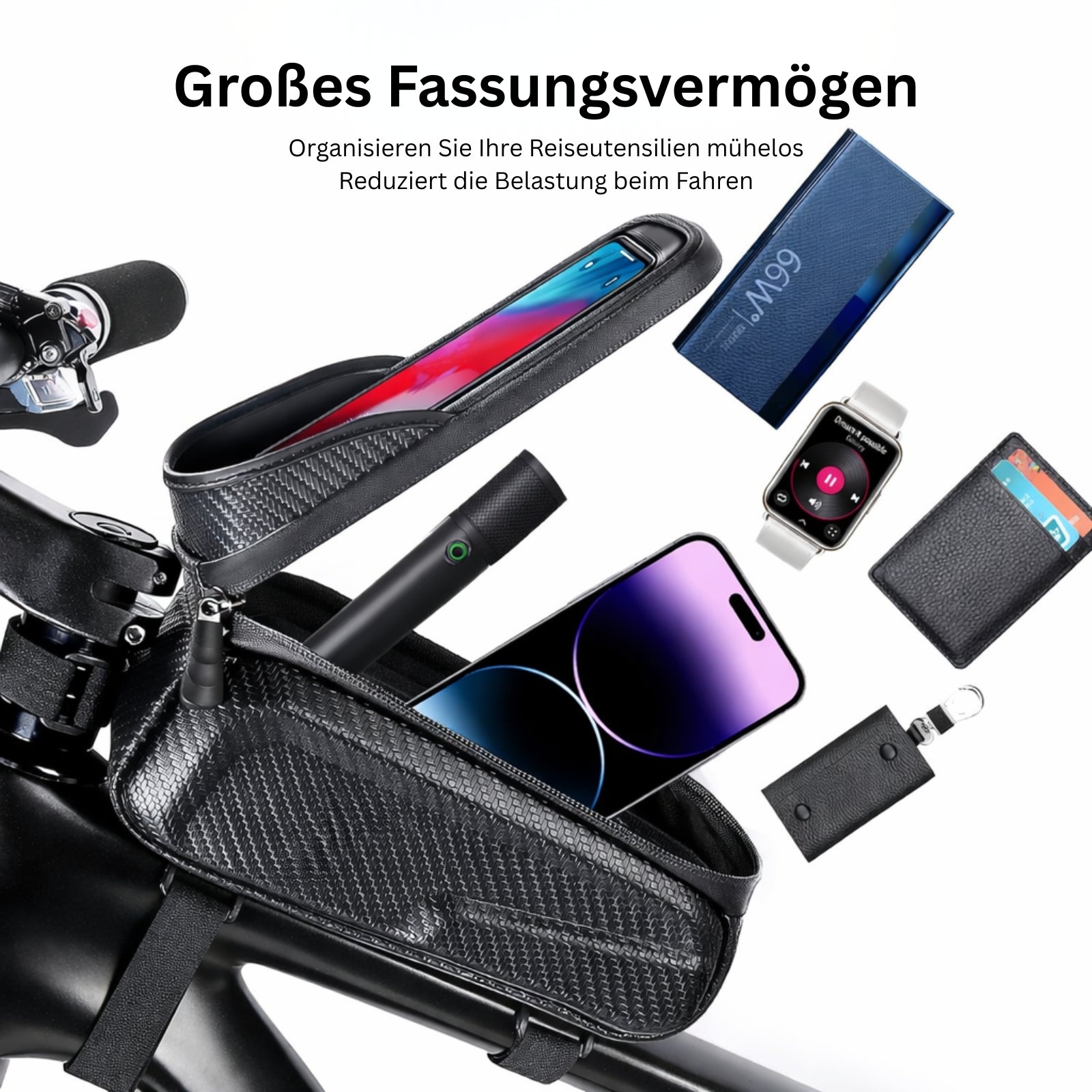 Fahrrad Rahmentasche mit Handyhalter